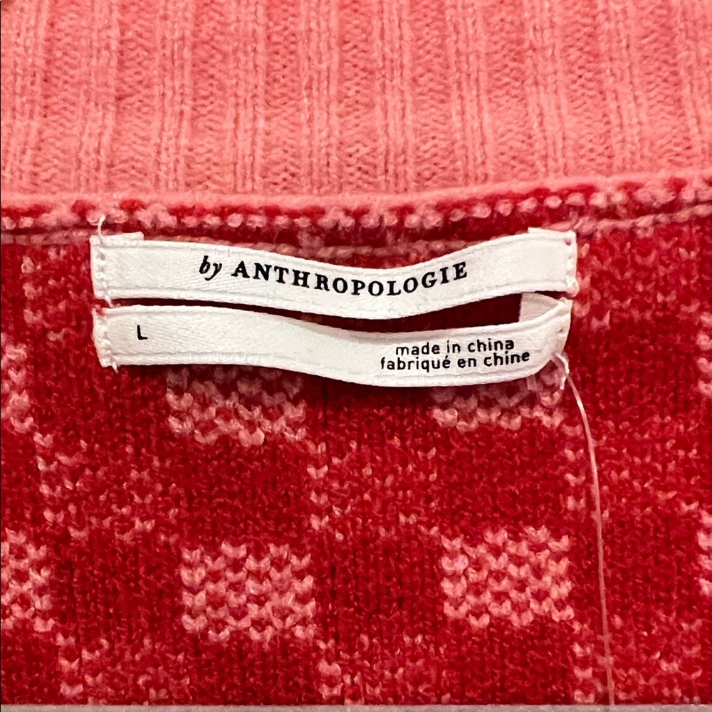 Anthropologie Red and Pink Checkered Women's Sweater Vest-Size Large NWT!! - Picture 3 of 7
